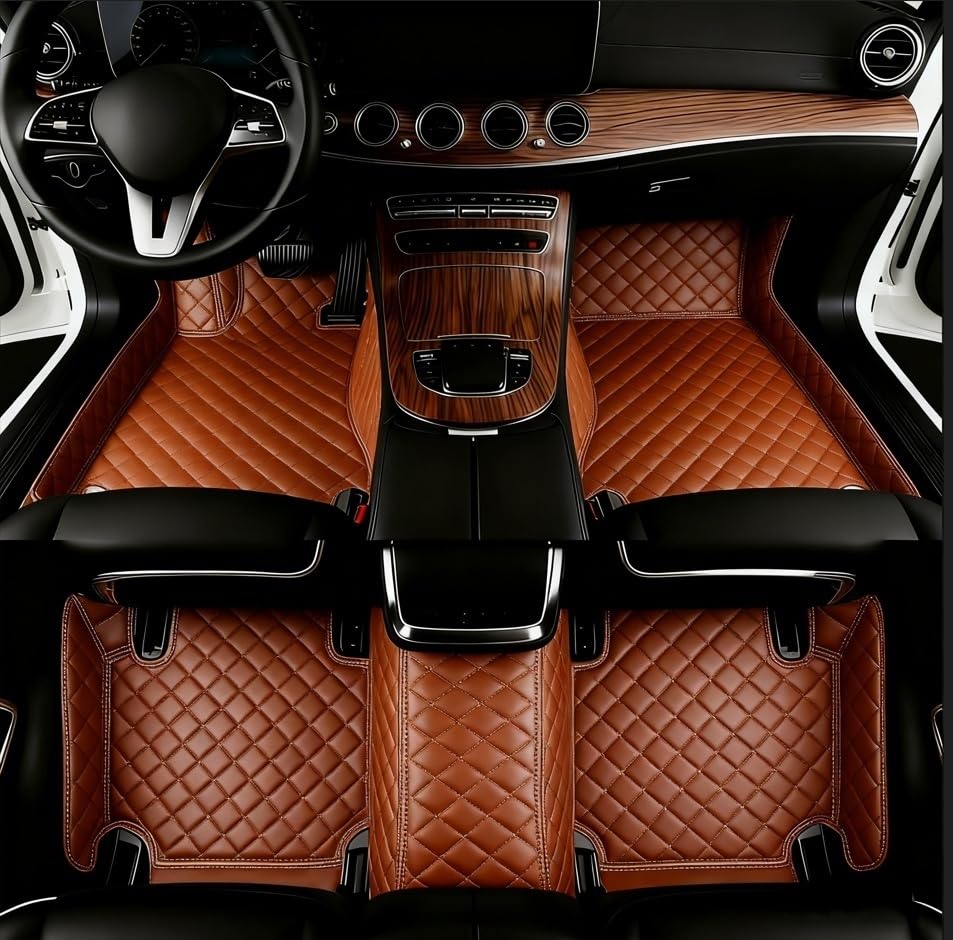 Add Personal Touch to Your Vehicle with IMEISH Customizable Logo Text Car Mats for 99% of vehiclesPads Protection Non-Slip Leather Floor Liners (Light Brown) - color: Light brown