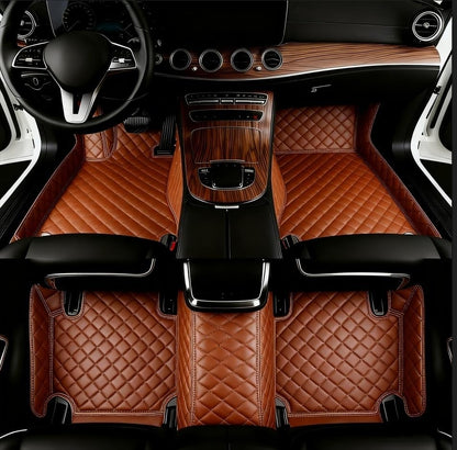Add Personal Touch to Your Vehicle with IMEISH Customizable Logo Text Car Mats for 99% of vehiclesPads Protection Non-Slip Leather Floor Liners (Light Brown) - color: Light brown