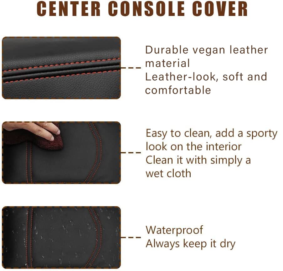 Center Console Armrest Cover Fit for Ford Maverick 2022-2025 2026 Accessories, Comfort Armrest Pad Console Lid Cushion Vegan Leather Regular Thick (Black) - size: 6) 22+ |Maverick| Black, Regular