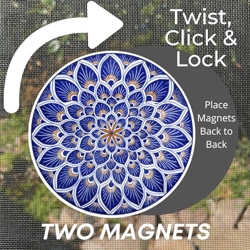 Screen Door Magnets Double Sided – Keep People, Kids, and Dogs from Running into a Screen Door. Saver - Robbins Aria Blue Mosaic - color: Blue Mosaic