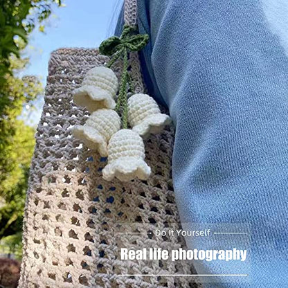 Handmade Knitted Rear View Mirror Pendant Ornament, Cute Car Accessories Aesthetic, Kawaii Car Decor for Home Decorative Pendants - style: White