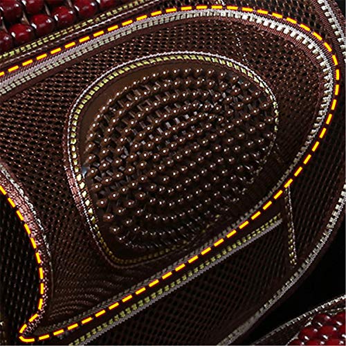 Wood Beaded Comfort Seat Cover with Cooling Ventilated Mesh Lumbar Back Brace Massage Support Cushion for Car Seat Chair - color: Coffee