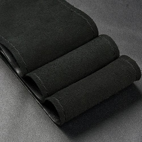 Top Genuine Leather Steering Wheel Cover Universal 15 Inch with Anti-Slip Design and Soft Padding,Steering Wheel Stitch on Wrap - color: black