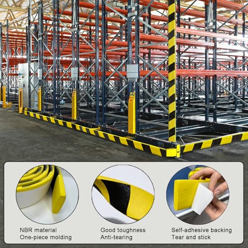 Garage Wall Protector, 196.9in/5m High-Visibility Yellow/Black Car Door Protection, Self-Adhesive Foam Wall Guard Bumper, Parking Assist Walls Equipment Dangerous Area
