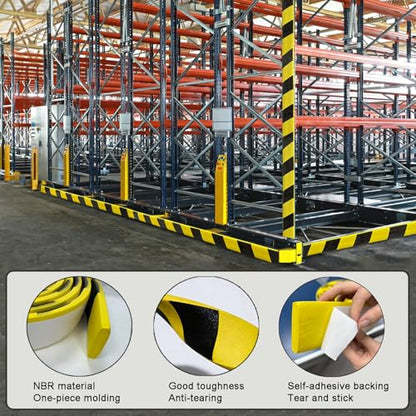 Garage Wall Protector, 196.9in/5m High-Visibility Yellow/Black Car Door Protection, Self-Adhesive Foam Wall Guard Bumper, Parking Assist Walls Equipment Dangerous Area