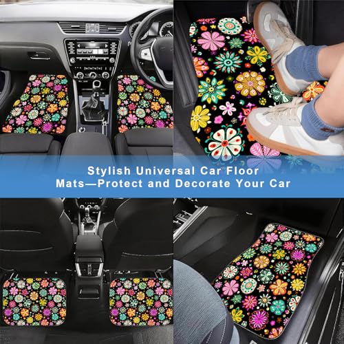 Automotive Floor Mats 5 Pcs, Universal Car Floor Mats,Floral Car Mats, Flower Car Accessory for SUVs/Sedan/Wagons, Durable Protective Mat, Trunk Liner for Families/Travel Enthusiasts - style: Bundle10