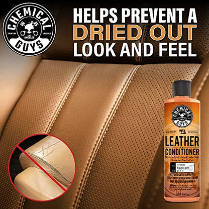 Chemical Guys Leather Cleaner and Conditioner Kit - Car Cleaner and Conditioner, Safely Cleans & Conditions Leather Car Interiors, Furniture, Shoes, Boots, Bags, Apparel & More, 2 Bottles (16 oz Each) - style: 16 Fl Oz KIT