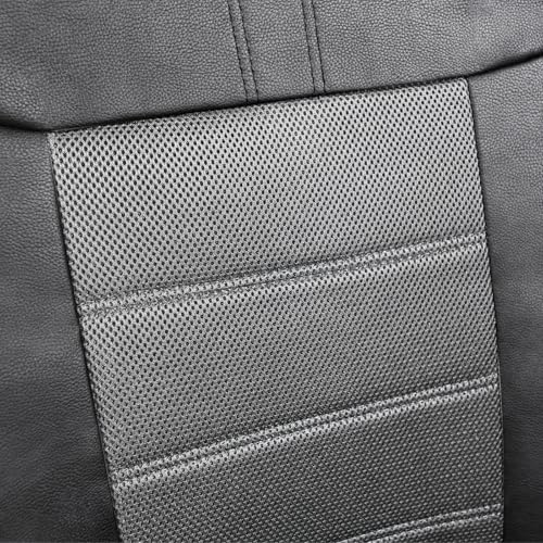 Leather Car Seat Covers, Air Cool Mesh Design, Airbag Compatible Car Seat Covers Front Seats, Enhanced Comfort for Most Cars, SUVs, Vans - Grey
