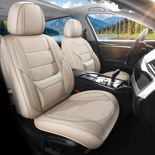 Car Seat Covers Custom Fit for Chevrolet/Chevy Bolt 2016-2026, Premium Faux Leather Waterproof Car Seat Protectors with Lumbar Support, Breathable Anti-Slip Easy to Install(Beige,Full Set) - color: Style1-Beige, size: Fit for Bolt full set