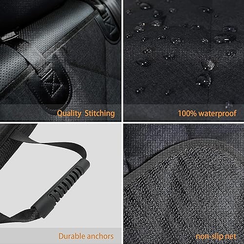 Bench Dog Car Seat Cover 100% Waterproof Heavy-Duty Nonslip Pet Car Seat Cover Protector for Fur & Mud Washable Backseat Dog Cover for Cars Armrest Compatible (Black EDG) (g3) - size: EDG Large-black
