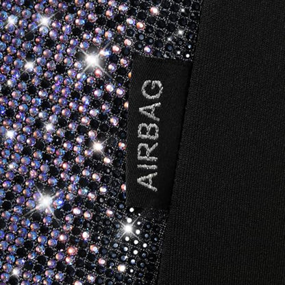 CAR PASS Bling Diamond Black Leather Car Seat Covers Full Set Interior Sets, Waterproof Shining Glitter Sparkly Crystal Armrest Fit Automotive Truck SUV Cute Women Girl, Bedazzed Iridescent Rhinestone - color: Bedazzed Rhinestone, size: Full Set