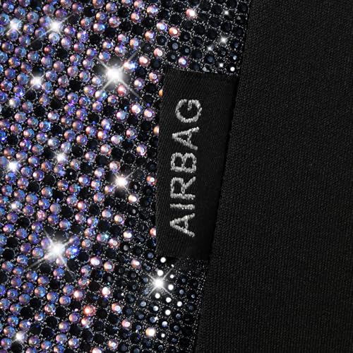 CAR PASS Bling Diamond Black Leather Car Seat Covers Full Set Interior Sets, Waterproof Shining Glitter Sparkly Crystal Armrest Fit Automotive Truck SUV Cute Women Girl, Bedazzed Iridescent Rhinestone - color: Bedazzed Rhinestone, size: Full Set