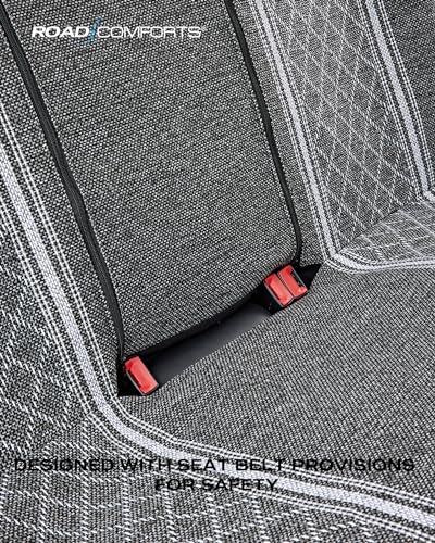 Road Comforts Baja Bench Seat Covers Grey Diamond Rear Blanket Seat Covers - Jacquard Fabric, Airbag Compatible, Universal Fits Car, Truck, SUV, and Vans - color: Rear Seat Gray