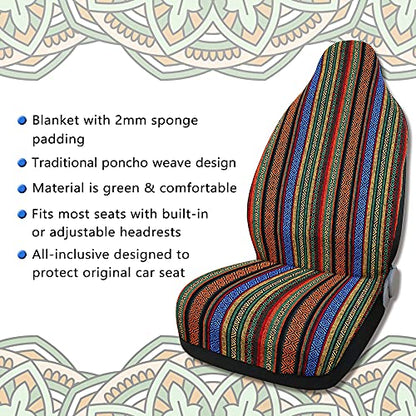 uxcell 7pcs Blanket Ethnic Style Bucket Seat Cover for Car Automotive