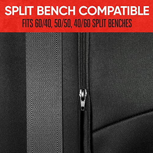 Motor Trend SpillGuard Neoprene Rear Seat Protector - Waterproof Bench Cover for Cars With Gray Stitching, Padding for Kids & Dogs