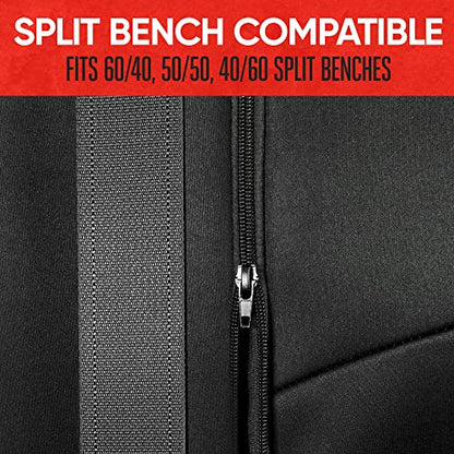 Motor Trend SpillGuard Neoprene Rear Seat Protector - Waterproof Bench Cover for Cars With Gray Stitching, Padding for Kids & Dogs