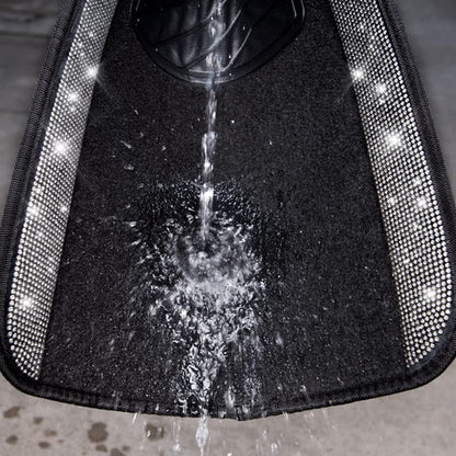 CAR PASS Bling Diamond Car Floor Mats, Shining Rhinestone Carpet Sparkly Glitter Crystal with Anti-Slip PVC Heel Pad Waterproof Universal Fit Automotive SUV,Sedan,Van,Cute Girl Women,4pcs Black Sliver - color: Silver Diamond