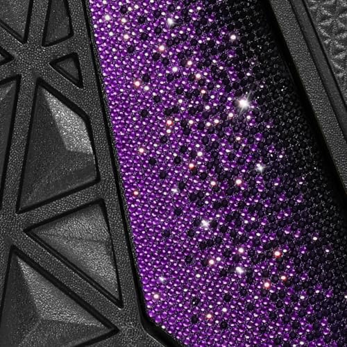 CAR PASS Bling Rubber Car Mats Diamond Floor Mats Full Set Anti-Slip 3D Rhombus Waterproof Universal Trim to Fit Liner Glitter Crystal Sparkly Shining Rhinestone Girl Women SUV Sedan Van, Black Purple - color: Purple Diamond