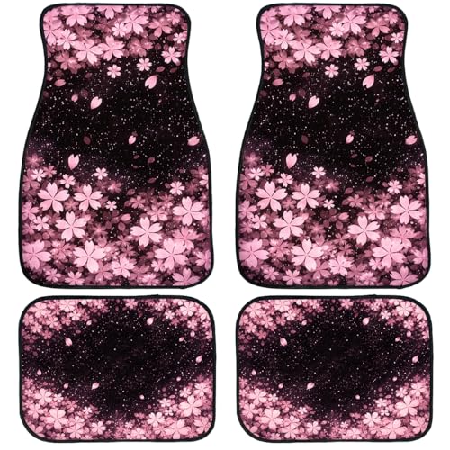 Cherry Blossom Car Floor Mats Set of 4 Pink Petal Starry Night Automotive Foot Mats Rugs Carpet for Car Non-Slip Auto Car Accessories Universal Fit Car Accessories for Truck - color: Cherry Blossom