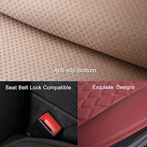 Black Panther 1 Pair Luxury Car Seat Covers Protectors, Universal Anti-Slip Driver Seat Cover with Partial Backrest Coverage (Middle Part Only), Diamond Pattern, Compatible with 95% Cars (Burgundy)