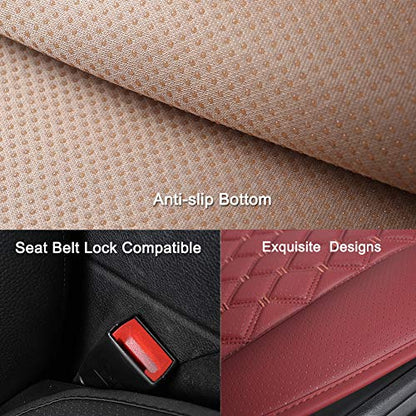 Black Panther 1 Pair Luxury Car Seat Covers Protectors, Universal Anti-Slip Driver Seat Cover with Partial Backrest Coverage (Middle Part Only), Diamond Pattern, Compatible with 95% Cars (Burgundy) - color: Diamond Pattern - Wine Red