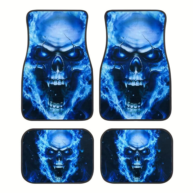 Gothic Skull Car Floor Mats Set of 4 - Universal Fit for SUV, Sedan, Truck, Van - Waterproof & All-Weather Heavy Duty Foot Pads with Anti-Slip Backing - Cool Gothic Car Interior Decor & Gift - style: Skull