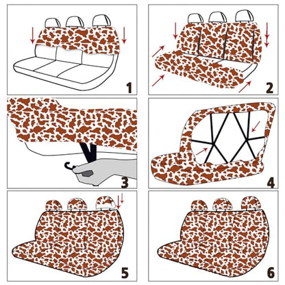 15 Pcs Car Steering Wheel Cover Center Console Armrest Pad Headrest Seat Belt Cover Handbrake Cover Keychain Coaster Full Set Car SUV (Brown Cow) - color: Brown cow