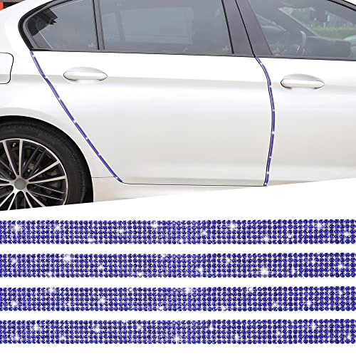 TOMALL Bling Car Door Guard Crash Bumper Crystal Anti-Scratch Strip Sticker Crystals Car Door Bumper Protector Accessory DIY for Interior and Exterior Decoration Styling Accessories Blue - color: blue