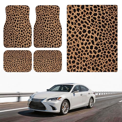 Automotive Floor Mats 5 Pcs, Universal Car Floor Mats, Leopard Print Cargo Liner, Car Accessory for SUVs/Sedan/Wagons, Durable Protective Mat, Trunk Liner for Families/Travel Enthusiasts - style: Bundle 6