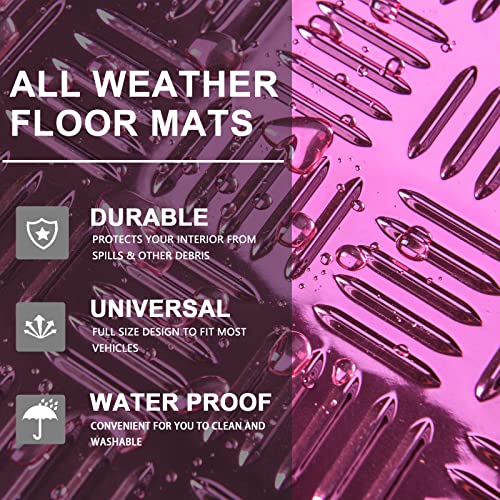 All Weather Aluminum Universal Fit Car Floor Mats Fit for Sedan, SUVS, Truck and Vans Set of 4 (Pink)