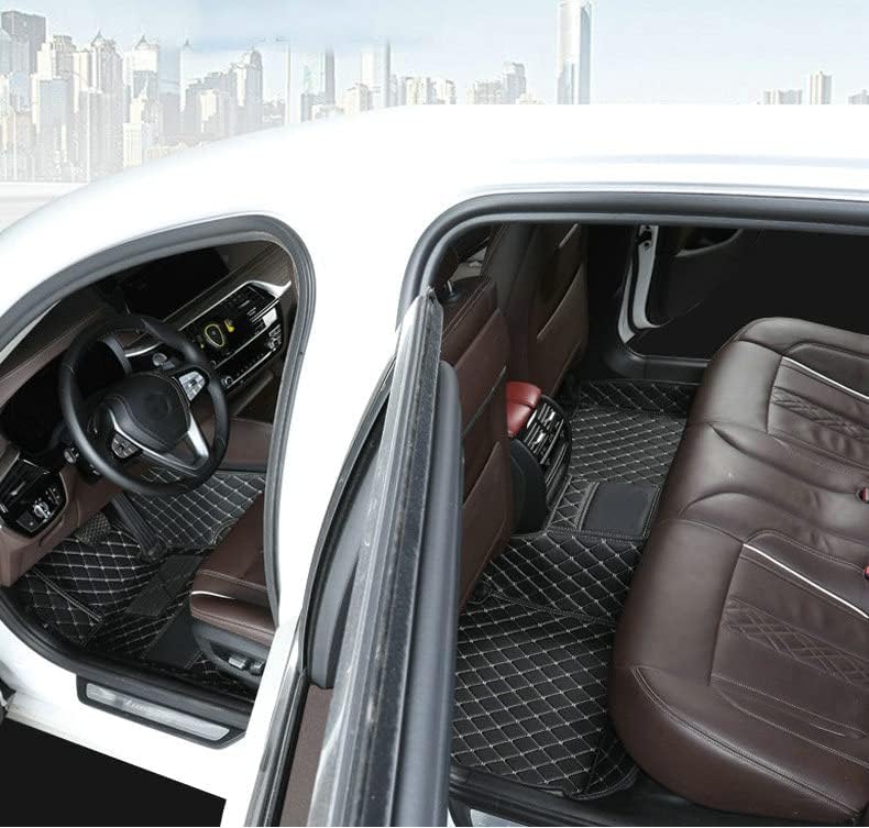 All-Weather car Floor Mats-Suitable for 98% of car Models Watherproof Leather car Floor mat (Black and Black with Yellow bar) - color: Black and Black with yellow bar