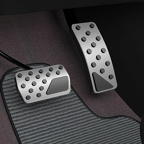 Aluminum Alloy Pedal Cover for Jeep Grand Cherokee 2011-2024 2025 Dodge Durango 2011-2024 2025 No Drilling Aluminum Brake and Accelerator Pedal Covers 2PCS(Silver) - color: Silver