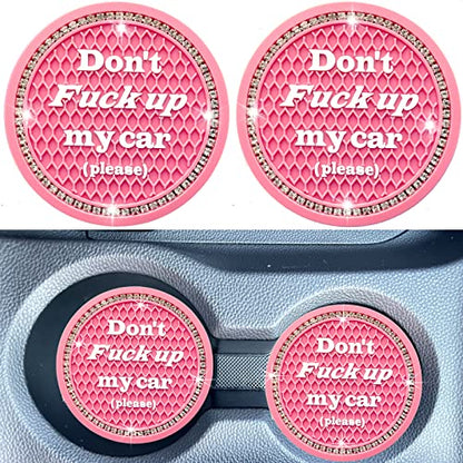 Car Cup Coaster 2 Pack,Bling Car Accessories Interior,Universal Car Cup Holder,Car Cup Holder Insert Coasters for Car/SUV/Truck(Pink,2PC) - color: Pink-2pc