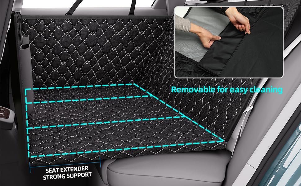 petalage Dog Truck Seat Cover for Back Seat, Hard Bottom Pet Hammock for Car, Bed Extender for 2-4 Large Dogs, Waterproof Seat Protector, Universal XL Size Fits for Crew Cab Truck, SUV, Black - size: Fullsizeblack