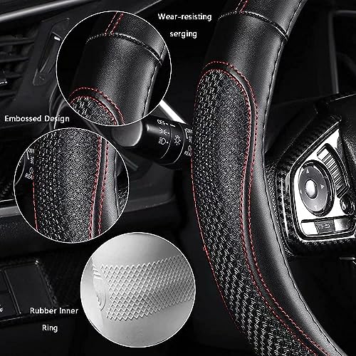 Leather - Car Steering Wheel Cover 15 inch Universal Fit Microfiber Steering Wheel Cover Anti-Slip, Soft, Breathable, Full Surround Car Wheel Cover (Red) - color: Red