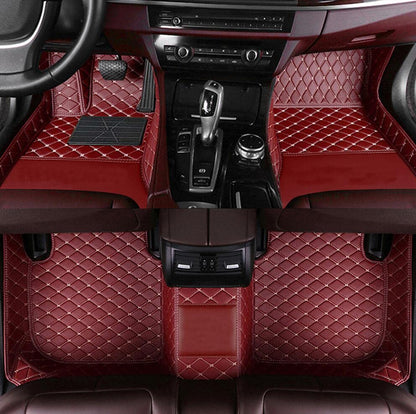 Custom Leather Car Mats, Vehicle-Specific Fit All-Weather Floor Mats, 100% Waterproof Anti-Slip Durable Protection for SUV Truck Sedan, Precision Tailored Protection (Red Wine) - color: Red Wine