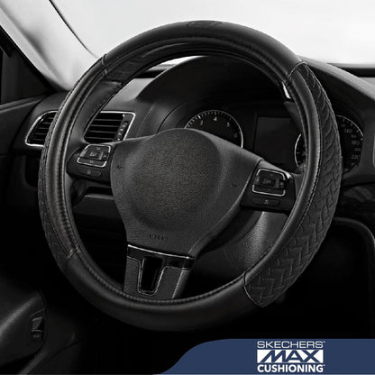 Skechers Steering Wheel Cover,Max Cushioning Leather Steering Wheel Cover Universal Fit 14" 1/2-15" Car Wheel Protector for Men Women Fit Suvs,Vans,Sedans,Car,Trucks,Black - color: Black