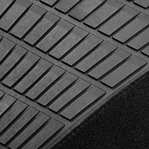 FH Group Color-Trimmed Non-Slip Carpet Car Floor Mats with Rubber Heel Pad – Universal Fit for Sedan, SUV & Truck – Full Set Black - color: BLACK