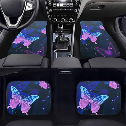 Car Floor Mats 4-Piece Full Set, Butterfly Print Black Carpet with Vinyl Heel Pad, Universal Fit All-Season Floor Mats for Cars, SUVs, Sedans, Trucks and Vans,Non-Slip Waterproof - style: Butterfly Style 2