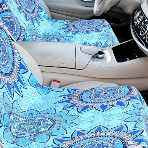 Hahafelt 2 Pack Car Seat Towel Covers with Storage Bag, 63 x 32 Inch Universal Non Slip Waterproof Sweat Protector for Car Truck, Gym Swimming Running, Machine Washable (Blue Mandala) - style: Blue Mandal