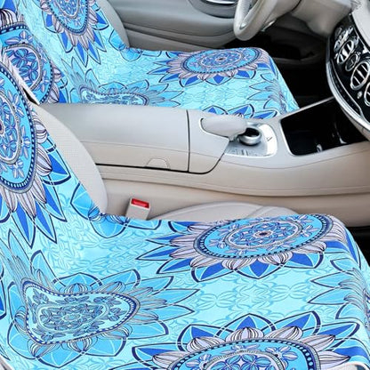 Hahafelt 2 Pack Car Seat Towel Covers with Storage Bag, 63 x 32 Inch Universal Non Slip Waterproof Sweat Protector for Car Truck, Gym Swimming Running, Machine Washable (Blue Mandala) - style: Blue Mandal