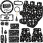 Tallew 26 Pieces Skeleton Cat Moon and Stars Car Seat Cover Full Set for Women Men Rubber Steering Wheel Cover License Plate Frame Mirror Covers Moon and Stars Car Accessories for SUV Truck(Skeleton)