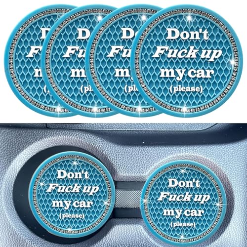 Car Cup Coaster 4Pack,Bling Car Accessories Interior,Universal Car Cup Holder Coaster,Auto Cup Mats,Car Cup Holder Insert Coasters(Blue,4PC) - color: Blue-4pc