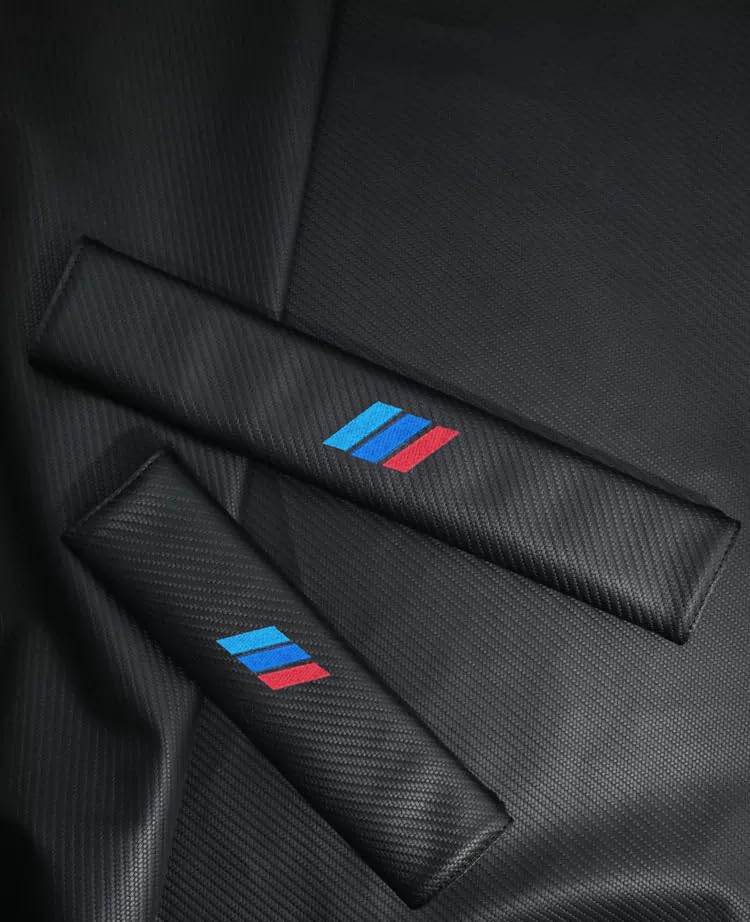2PCS Car Seat Belt Cover for BMW, Carbon Fiber Seatbelt Shoulder Protection, Soft Car Seat Belt Strap Cushion Protect Your Neck and Shoulder, Car Accessories Seat Belt Pad for Car Truck (Black) - color: QCHJ-002