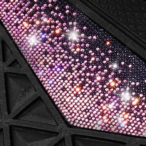 CAR PASS Bling Rubber Car Mats Diamond Floor Mats Full Set Anti-Slip 3D Rhombus Waterproof Universal Trim to Fit Liner Glitter Crystal Sparkly Shining Rhinestone Girl Women SUV Sedan Van, Black Pink - color: Pink Diamond