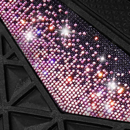 CAR PASS Bling Rubber Car Mats Diamond Floor Mats Full Set Anti-Slip 3D Rhombus Waterproof Universal Trim to Fit Liner Glitter Crystal Sparkly Shining Rhinestone Girl Women SUV Sedan Van, Black Pink - color: Pink Diamond