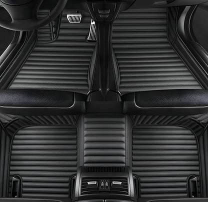 Customize Car Floor Mats for 99% Sedan SUV Sports Car All Weather Leather Full Coverage Waterproof Non-Slip Vehicle Lining Pads (Black Stripe) - color: Black stripe