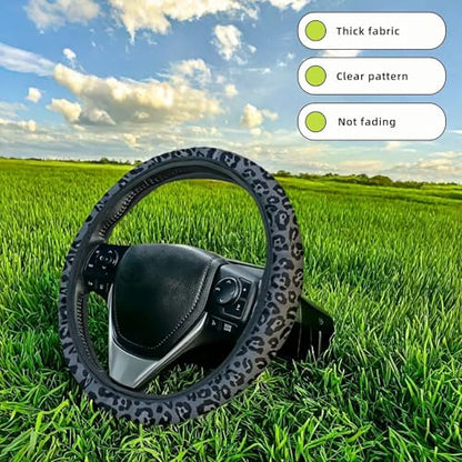 Leopard Print Steering Wheel Cover | Non Slip, Breathable Neoprene | Universal 15 Inch Fit (14.5"-15.5") | Comfort Grip | Fade Resistant | Easy Install-Comfort Grip for Cars, Trucks, SUVs