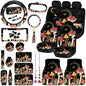 Fabbay 26 Pcs Mushroom Car Seat Covers Set with Protectors Steering Wheel Seat Belt Cover Floor Mat Armrest Cushion Key Chains Auto Interior Accessories for Women(Dark) - style: Dark