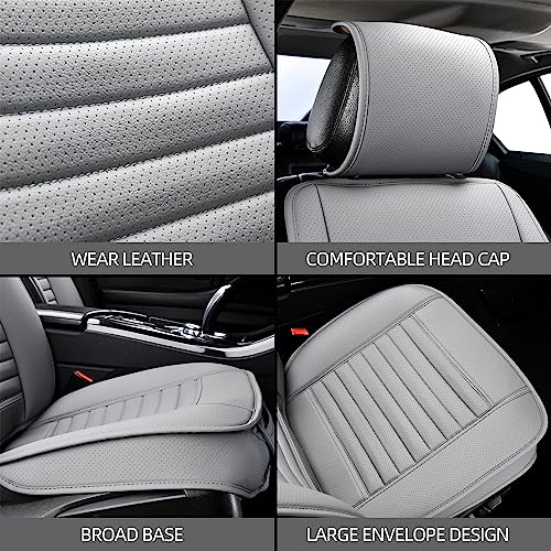 2pc Car Seat Covers, Luxury Car Protectors, Universal Anti-Slip Driver Seat Covers, Edge Wrapping Front Car Seat Covers with PU Leather(Gray) - color: Gray, size: 2x Front Seat Covers